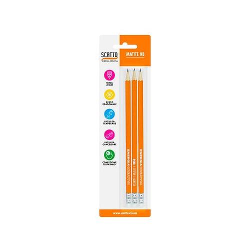 Scatto Set matite grafite gradazione HB sezione esagonale 3 pz 775