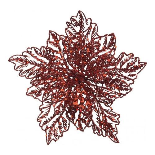 Kaemingk Poinsettia Glitter Red 629070