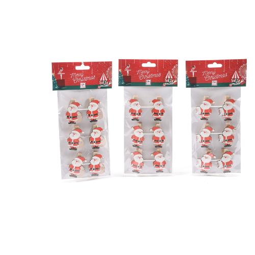 Mercury Set mollette decorative Babbo Natale (6pz) Assortito 00323