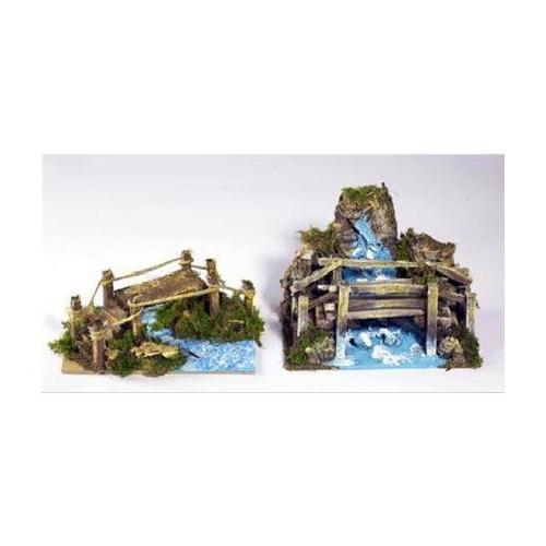 Rossi Rosa Ponte su fiume 15x10 cm presepe Assortito 11527