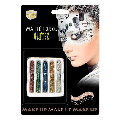 Trucchi carnevale Set Matite Make Up Glitter assortito 64017