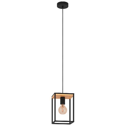 Eglo Sospensione LIBERTAD Nero e Legno (18x18x110cm) 99795 1 luce - E27 - Max 40W