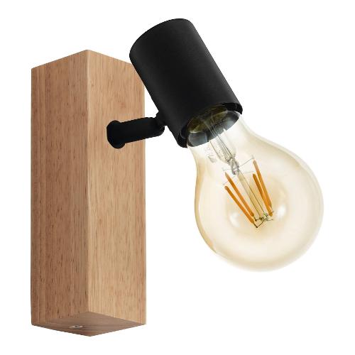 Eglo Faretto spot TOWNSHEND 3 Nero e Legno (5x165cm) 98111 1 luce - E27 - Max 10W