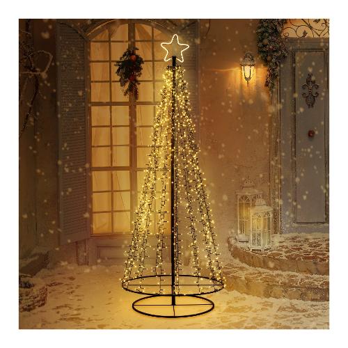 Lotti Albero Natale Conico con 1254 luci led Bianco caldo 69329 (75x200cm)