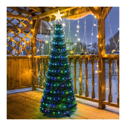 Lotti Albero Natale (50x150 cm) Conico Pop up con 234 luci Rgb 68391