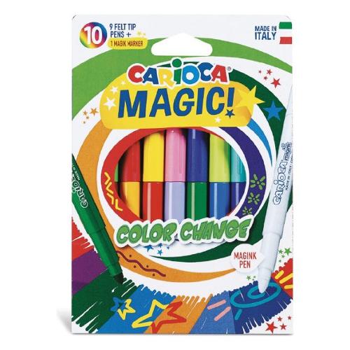 Carioca Pennarelli disegno per bambini sezione tonda 9 pz Color Change tratto Grande MAGIC 18 colori assortiti 42737