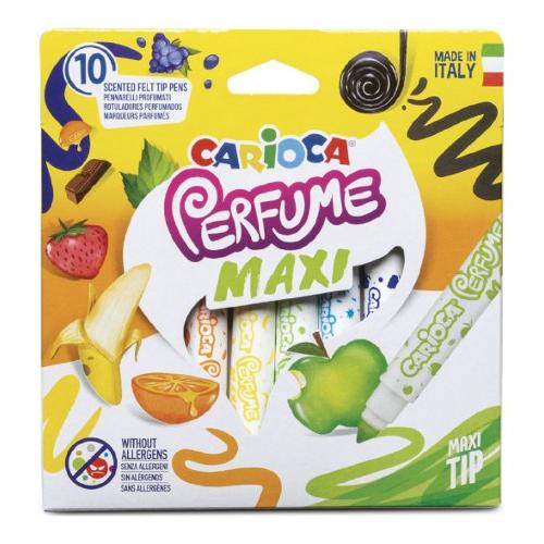 Carioca Pennarelli profumati da disegno sezione tonda 10 pz Perfume Maxi Tip tratto Medio e grande colori assortiti 42989