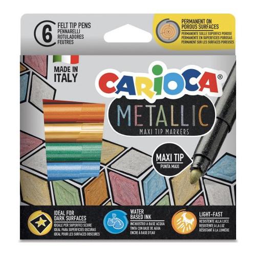 Carioca Pennarelli decorativi multiuso sezione tonda 6 pz tratto Grande METALLIC colori assortiti metal 43161