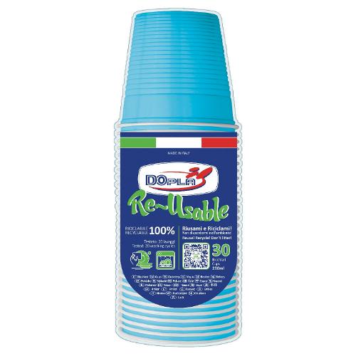 Dopla Bicchieri monouso RE USABLE Azzurro 30pz 22697