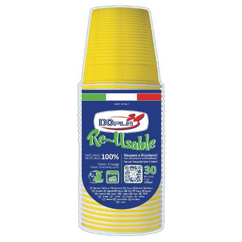 Dopla Bicchieri monouso RE USABLE Giallo 30pz 22700