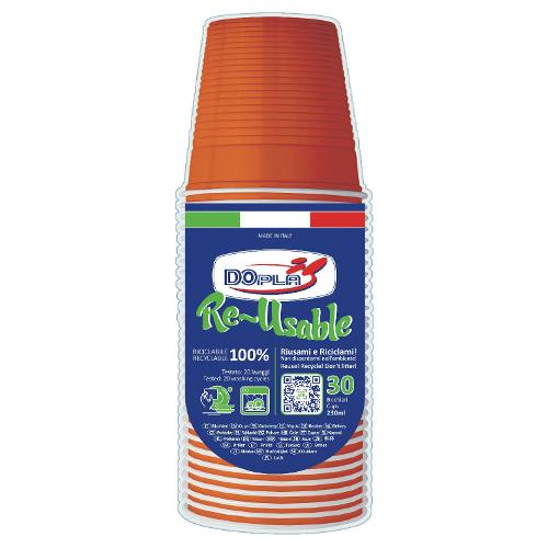 Dopla Bicchieri monouso RE USABLE Arancio 30pz 22696