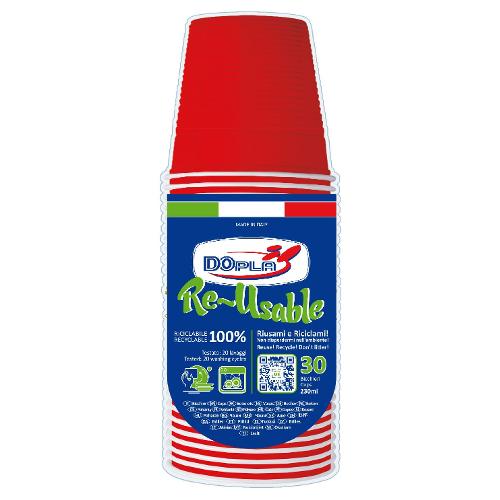 Dopla Bicchieri monouso RE USABLE Rosso 30pz 22703