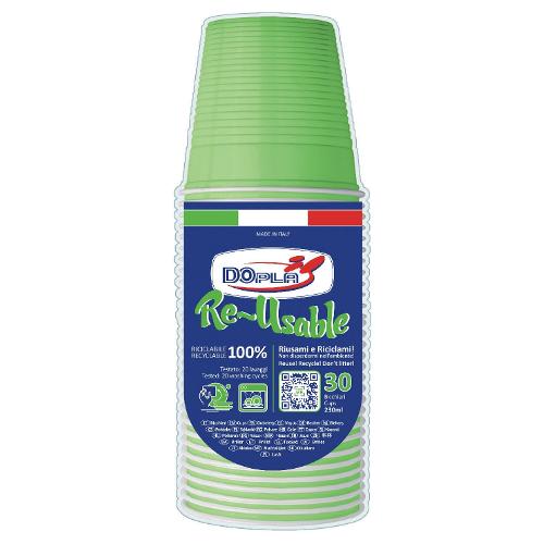 Dopla Bicchieri monouso RE USABLE Verde 30pz 22705