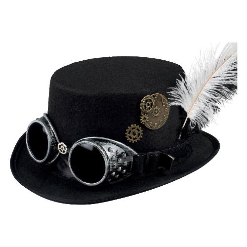 Ciao Cappello carnevale Cyberpunk con Piuma Nero 29595