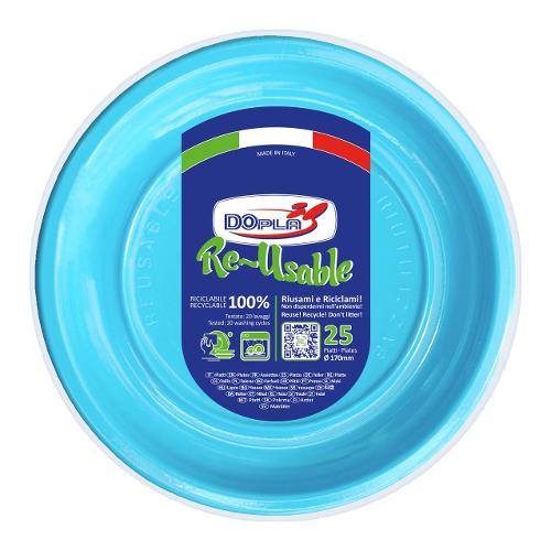 Dopla Set piatti frutta monouso (17 cm) RE USABLE Azzurro 11745 25pz