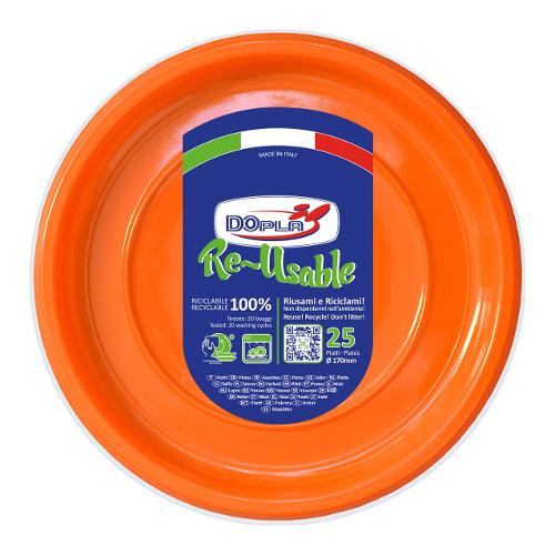 Dopla Set piatti frutta monouso (17 cm) RE USABLE Arancio 11742 25pz