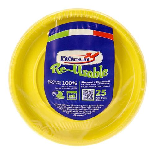 Dopla Set piatti piani monouso 25pz RE USABLE Giallo 11833