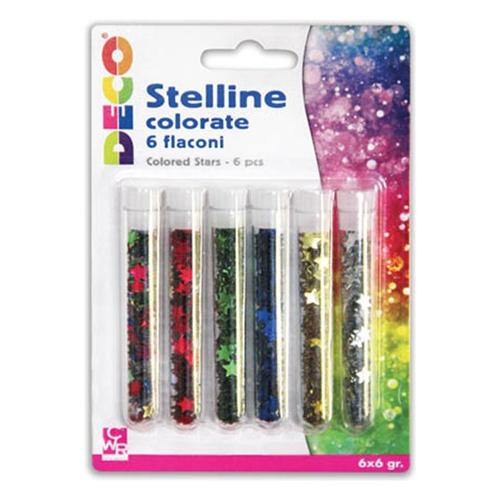 Cwr Set glitter Stelline 6 fialette da 6 gr. cad. DECO Colori assortiti 09676