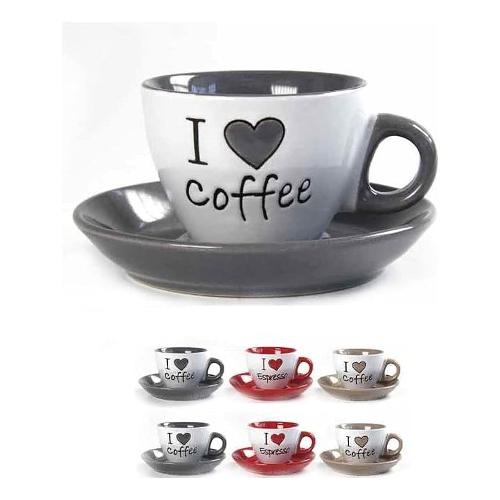 Set tazzine caffè 6pz ZENITH Con Piattino Bianco e Nero 80ml IR685015974