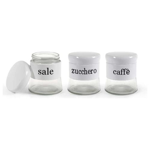 Gicos Set barattoli 3 pz Sale, Zucchero e Caffè (400ml) UTILISSIMI Bianco 816574