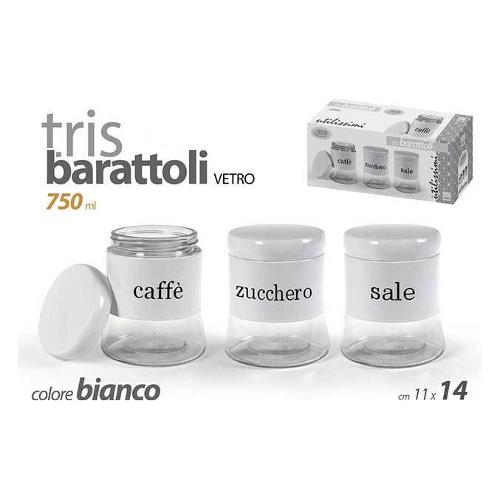 Gicos Set barattoli 3 pz Sale, Zucchero e Caffè (750ml) UTILISSIMI Bianco 816567