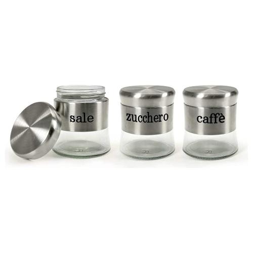 Gicos Set barattoli 3 pz Sale, Zucchero e Caffè (400ml) UTILISSIMI Silver 816604