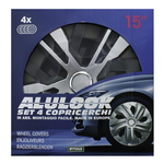 Copricerchi auto 15 Set Alu Look Raven Alluminio e Nero 41445