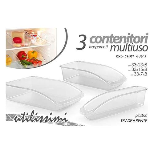 Gicos Set cassette multiuso 3 pz 33x23, 33x15 e 33x7x8 cm UTILISSIMI Trasparente 784927