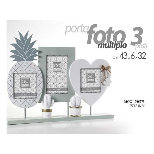 Portafoto per 4 foto 10x15; 1f 13x18 cm GC HOME multiplo da parete Bianco  824098