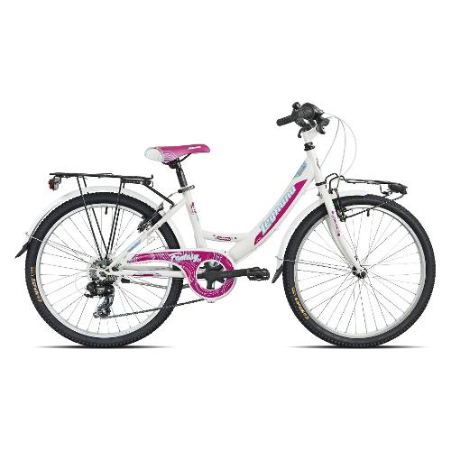 Legnano City Bike acciaio ( 6 vel ) 24" FANTASY Bianco e Fucsia L611