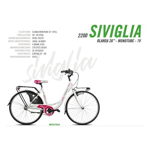 Esperia Bici Olanda ( 1 vel ) 26" SIVIGLIA Acciaio Bianco e Fucsia 2200D5