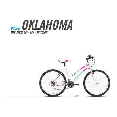 Esperia Mountain Bike acciaio ( 18 vel ) 26" OKLAHOMA Bianco 8300D (taglia unica )