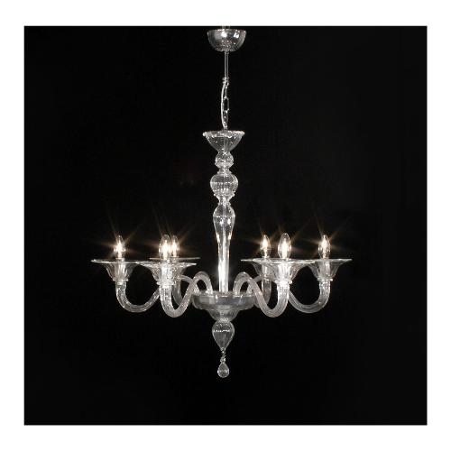 Belvetro Lampadario ERBARIA 6 Cristallo (75cm) ERBARIA6CRCR 6 luci - E14 - Max 240W