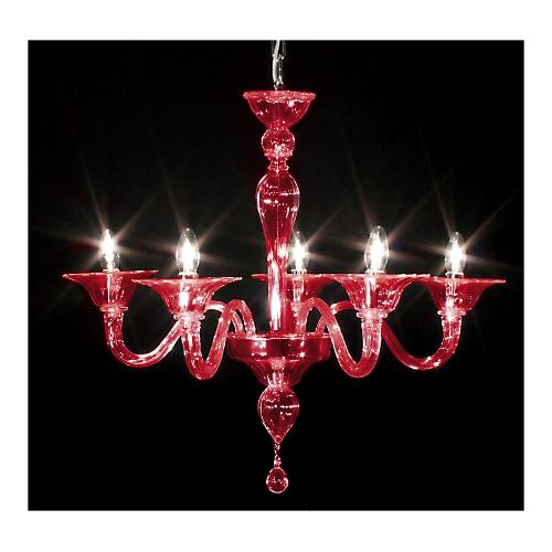 Belvetro Lampadario CANAL 5 Rosso (75cm) CANAL5ROCR 5 luci - E14 - Max 200W