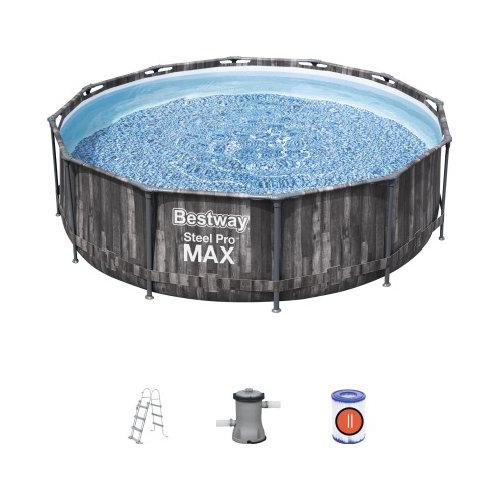 Bestway Piscina con accessori (366x100cm) per 3 - 4 persone STEEL PRO MAX Effetto legno 5614X