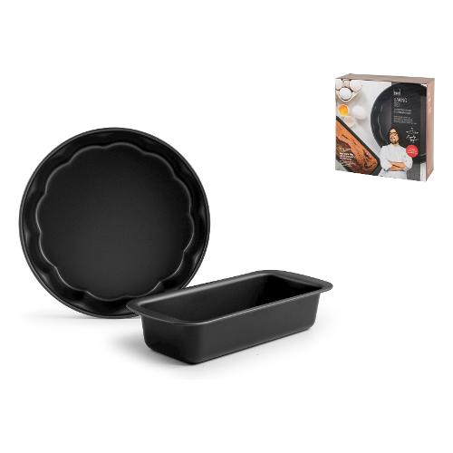 Alessandro Borghese Set stampi Inox 2 pz torta e plum cake Nero (25cm) 2222100