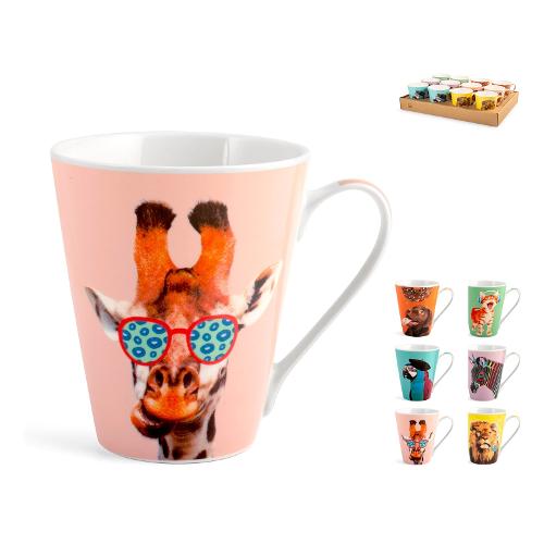 H&H Tazza mug Bone China (310ml) FUNNY ANIMALS Assortito