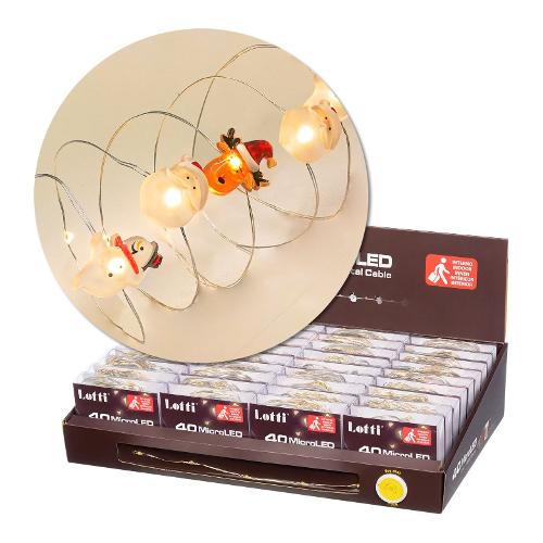 Lotti Filo luci Natale 40 luci - MICROLED (3,9 + 0,1 mt) Luce fissa CHRISTMAS IP20 Trasparente 69930