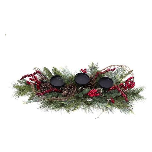 Amicasa Porta candela (80cm) Bacche Rosse 3F