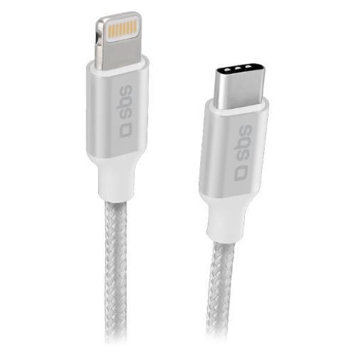 Sbs Cavo Lightning CHARGING DATA CABLE Certificato Apple Mfi White e Silver 1m TECABLELIGTC1BW