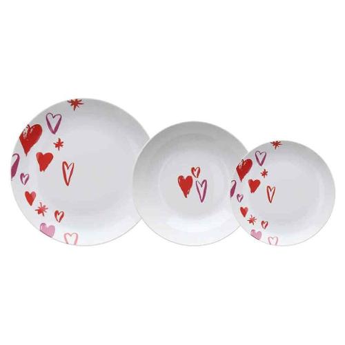 Tognana Servizio piatti Porcellana 18 pz AMORE Bianco e Rosso MC070185791