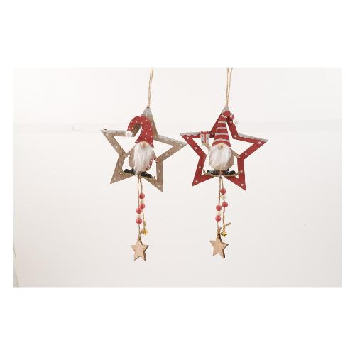 Mercury Decoro Pendaglio Stella con Babbo Assortito (15x15x0,5 cm) 51169