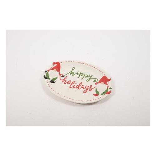 Mercury Piatto portata Ceramica (38x26x3cm) ovale HAPPY HOLIDAYS Bianco decorato 71075