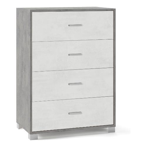 Sarmog QUADRANTE 784 Cassettiera 4 Cassetti Cemento e Ossido bianco (80cm)