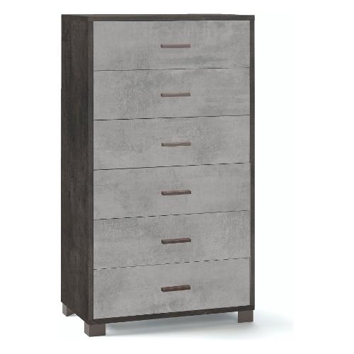 Sarmog QUADRANTE 786 Cassettiera 6 Cassetti Ossido nero e Cemento (70cm)