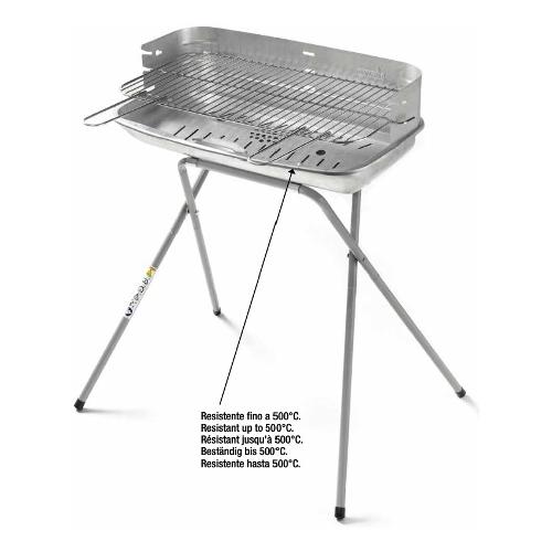 Ompagrill Barbecue Carbonella 60 40 Professional con griglia Grigio e Alluminio 60400 ALUMINIZED