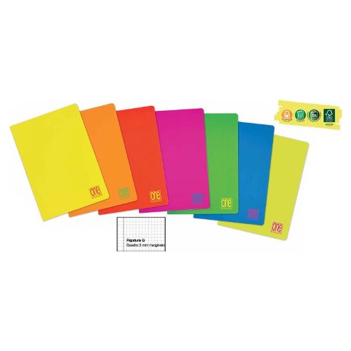 Blasetti Quaderno quadretti 5 mm con margine (Q) Fluo A4 80 gr/mq ONE COLOR assortito 7721