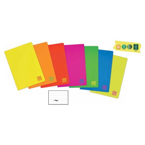Blasetti Quaderno righe 1R (1 rigo) A4 Fluo ONE COLOR assortito 7719