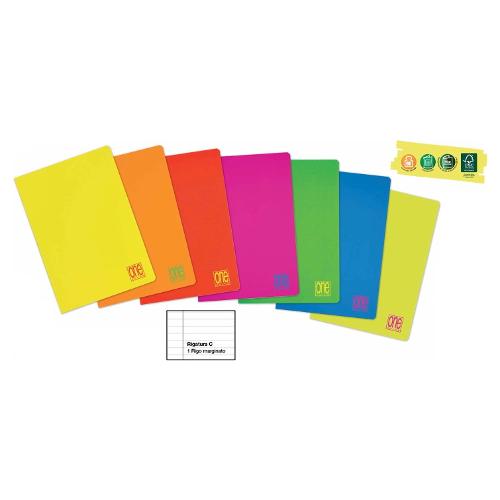 Blasetti Quaderno righe 1RC (1 rigo con margine) A4 Fluo ONE COLOR assortito 7720