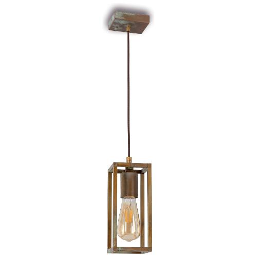 Moretti Sospensione CUBIC Anticato ramato (10x10x72cm) 3393 AR 1 luce - E27 - Max 52W